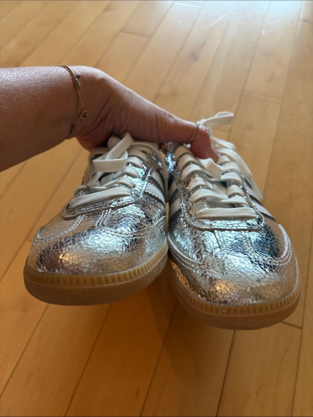 Adidas Sambas OG Shoes - Silver Metallic / Cloud White / Core White, size 7.5 - Picture 7 of 10